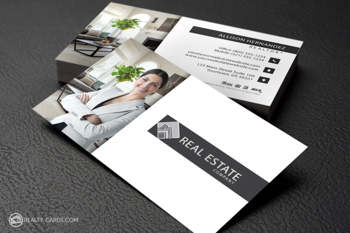 professional realty card with prominent photo and logo