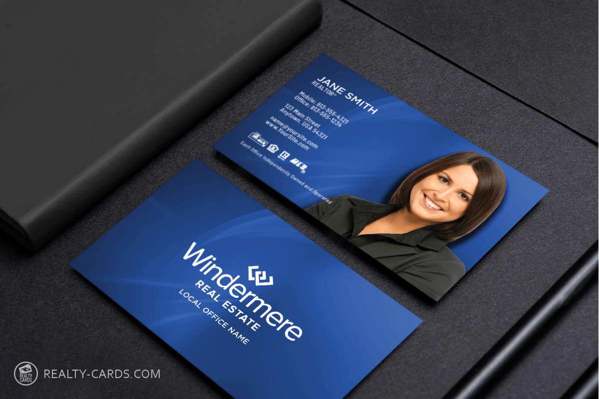 simple blue real estate card