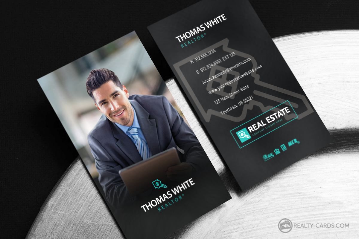 vertical business card design for realtors