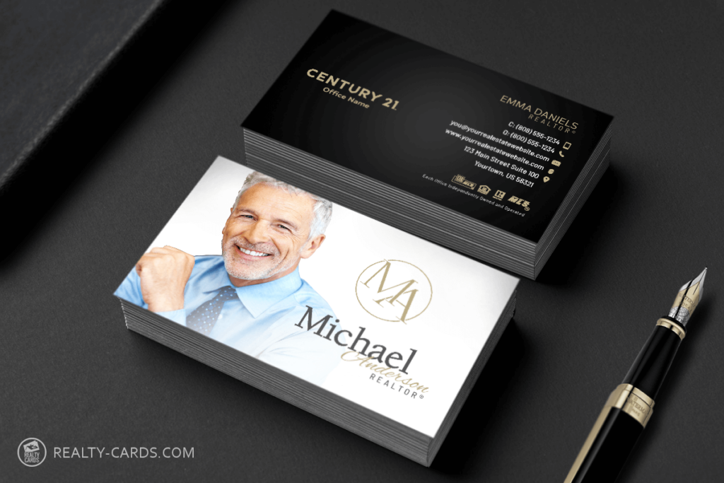 Century 21 Business Card with Monogram Realty Cards
